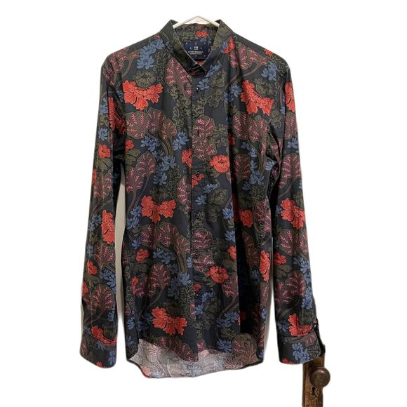 Scotch & Soda Multicolor Floral Long Sleeve Button Up Shirt Top Mens Size Large - Picture 2 of 11